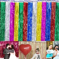 200x100cm shimmering gold silver metallic tinsel curtain foil room shiny pub party stage wedding decoration backdrop background