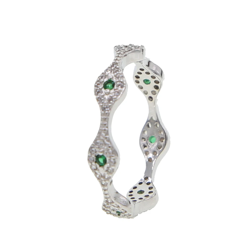 Red Green Blue Eye cute lovely turkish evil eye link engagement band silver cz finger rings stacking ring
