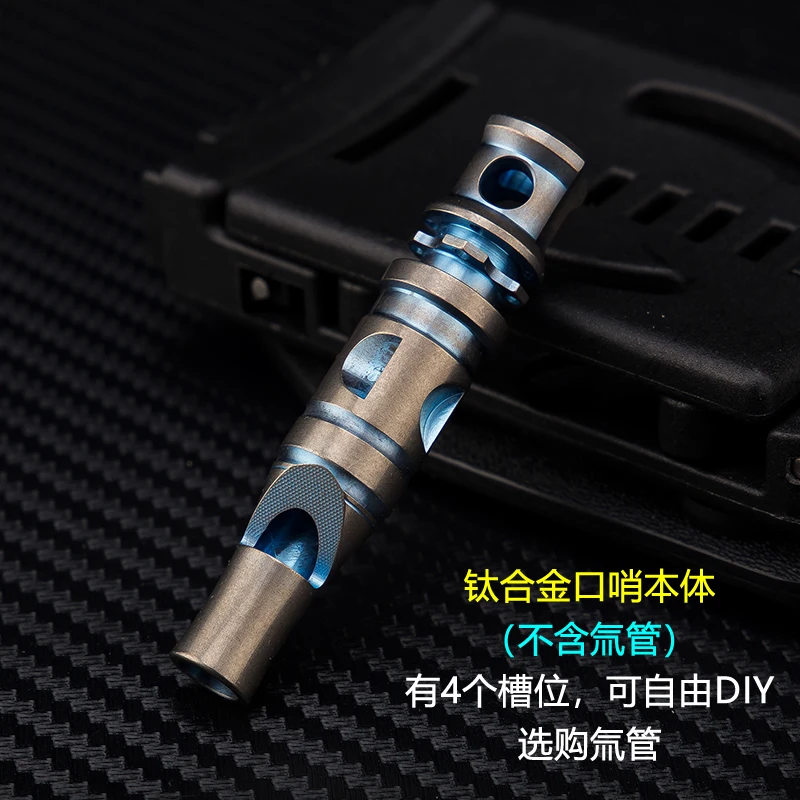 gold inner blue A108 открытый титановый свисток Однотрубная самоосвещение Тритий трахеи DIY с поп-звук водонепроницаемый спасательный свисток - Цвет: gold inner blue