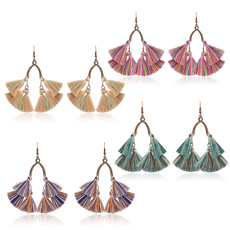 Минималистичные Винтажные серьги с кисточками бронзовые нестандартные