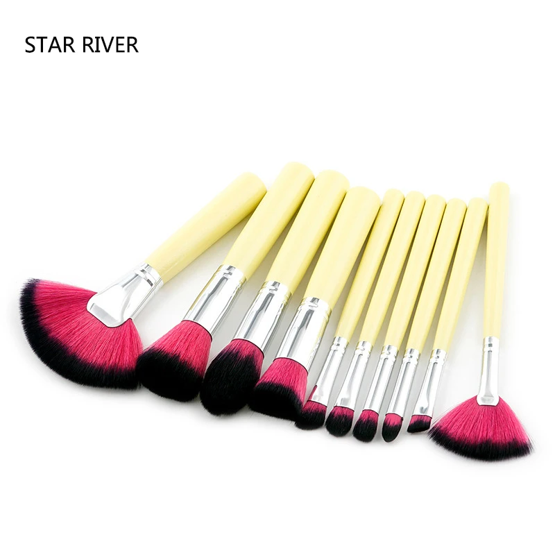 10 шт. набор кистей для макияжа контрастных цветов основа пудра тени век