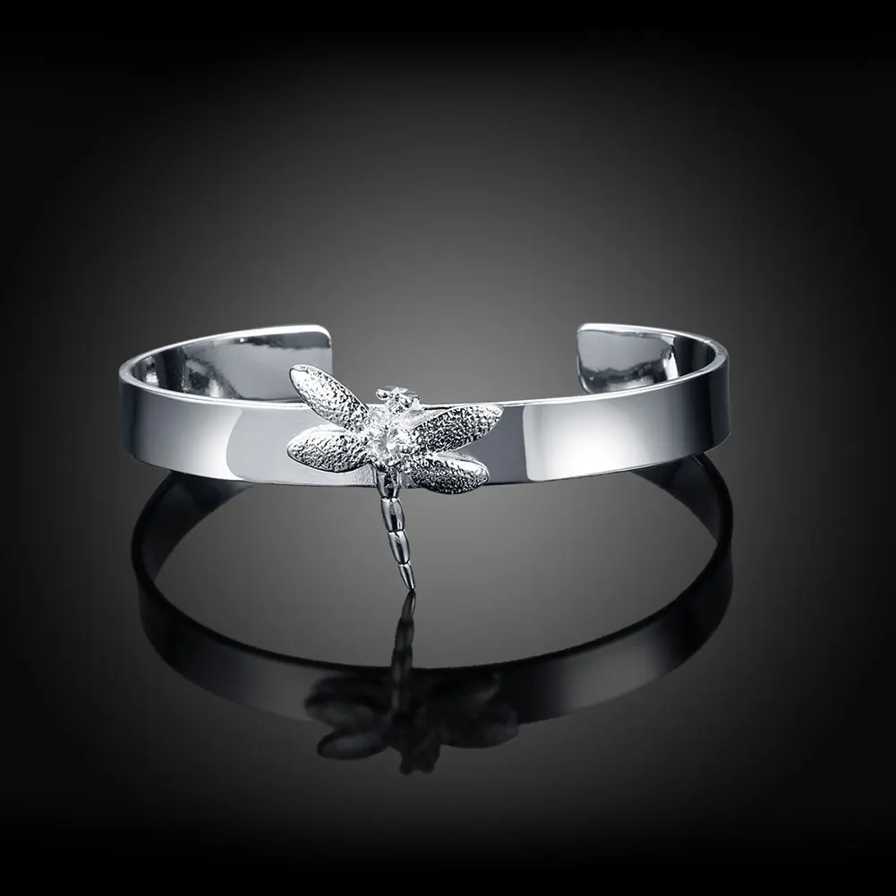 Стрекоза камень браслет с насекомыми jonc серебряный цвет nova Горячая жена sevgiliye