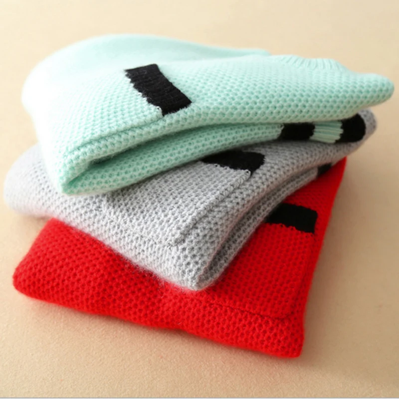 Женский кашемировый свитер красный с длинными рукавами и карманами Осень-зима 2019