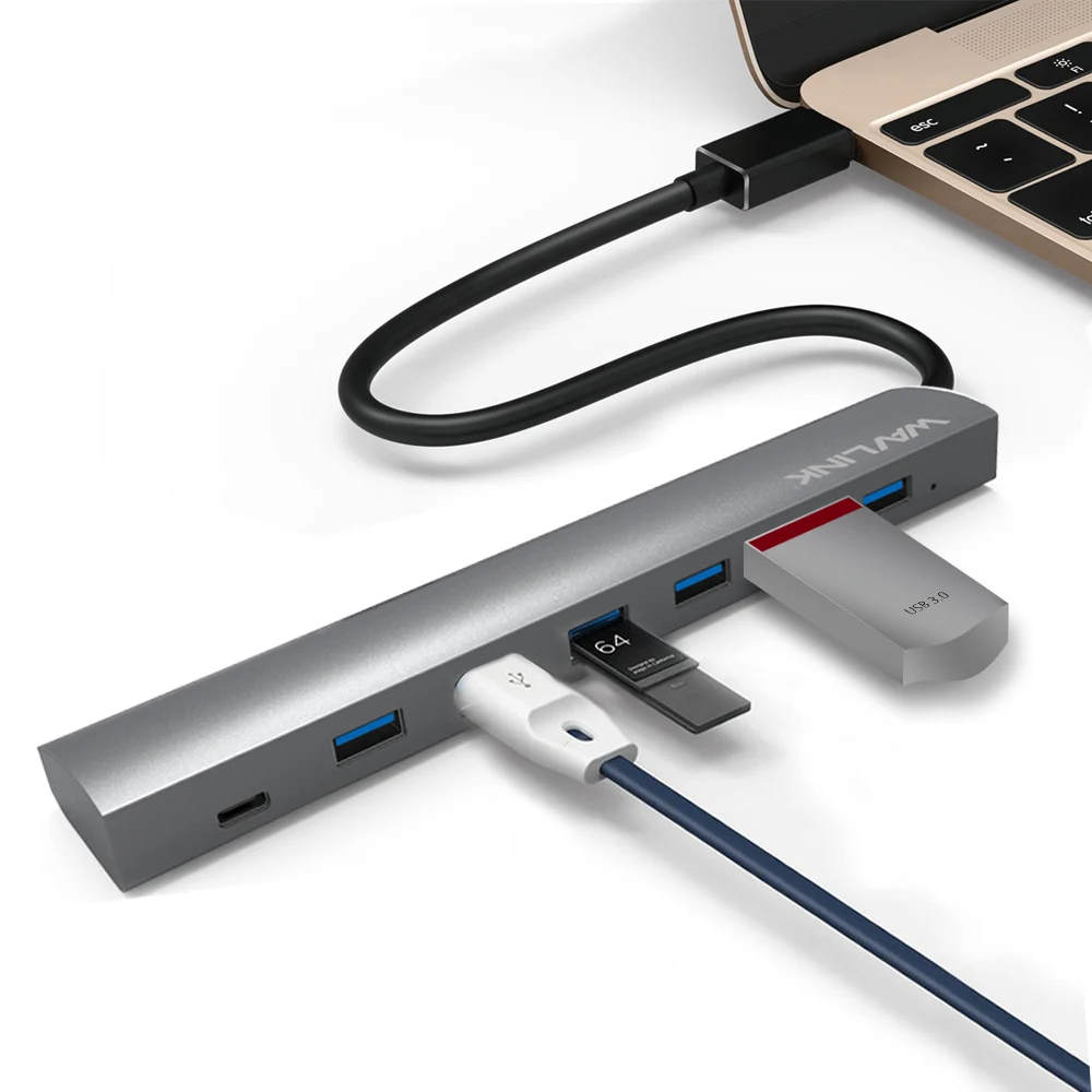 Высокоскоростной разветвитель на 7 портов с адаптером питания 5 В/6 А USB C hub