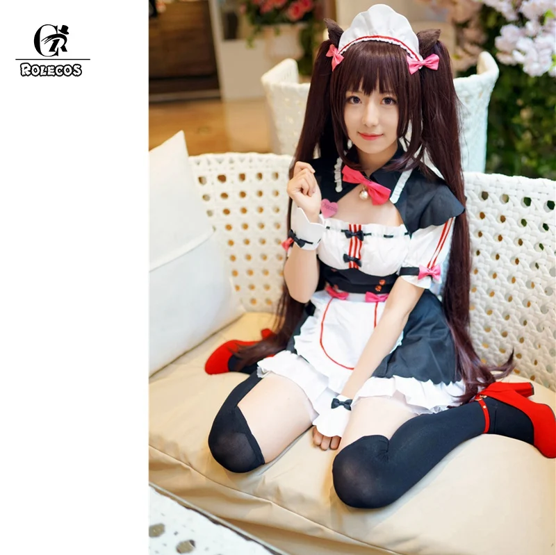 Chocola ROLECOS игра Nekopara Косплей Костюм Chocola Cat Косплей ванильный костюм платье-передник костюм горничной женское платье - Цвет: Chocola