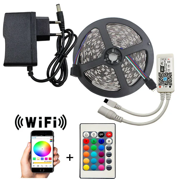 WIFI Control Set WiFi Светодиодная лента светильник SMD 5050 60 светодиодный 2835 RGB Светодиодная лента e DiodeTape DC12V гибкая светодиодная лента RGB лента диод с WiFi контроллером - Emitting Color: WIFI Control Set