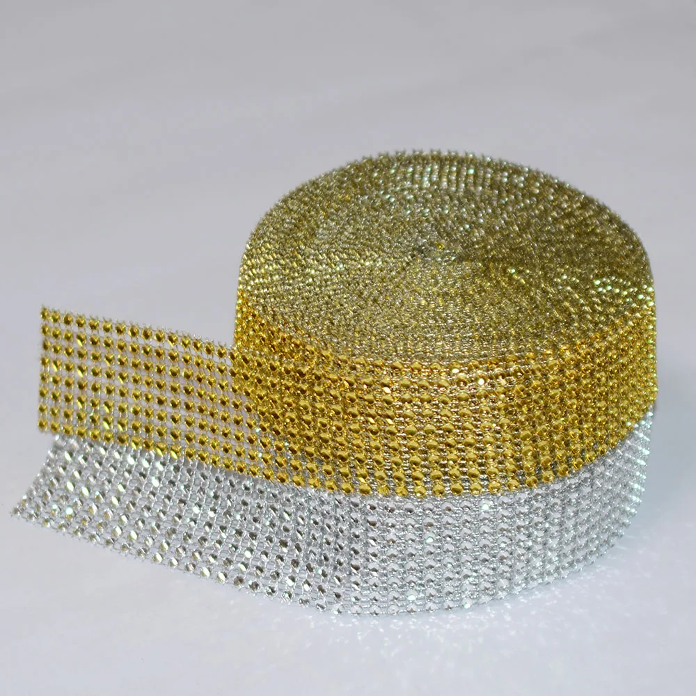 5 ярдов 4 см 8 рядов серебристая золотистая Алмазная сетка украшение для торта