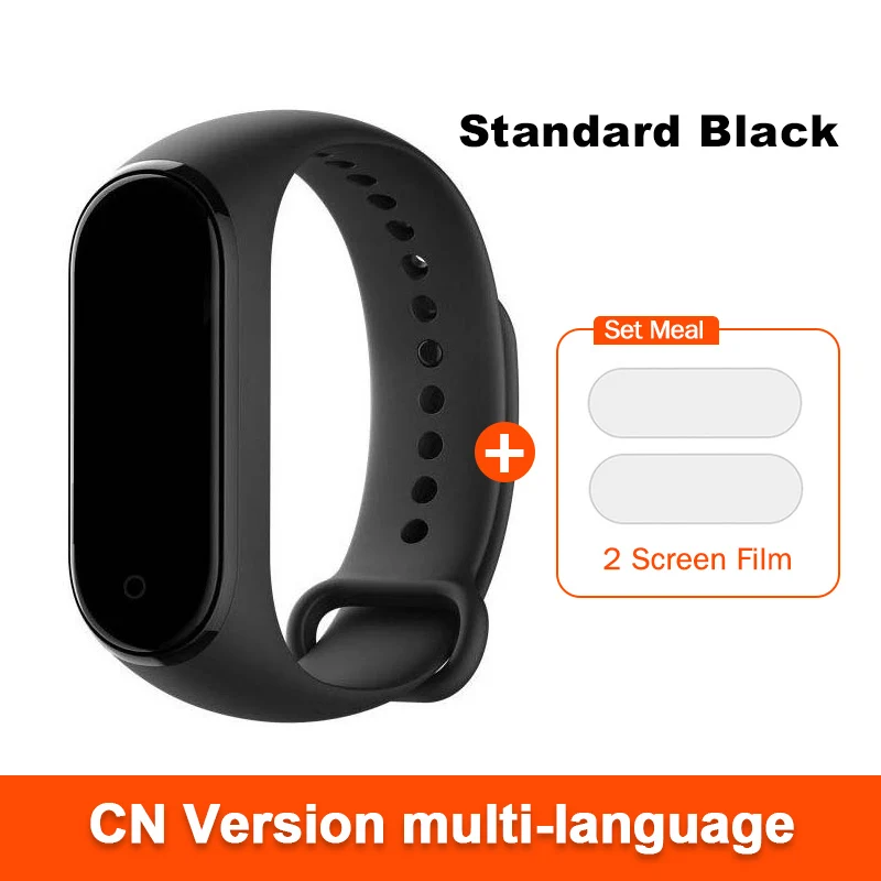 CN Add 2 Films Глобальная версия опционально Xiaomi mi Band 4 умный Браслет Пульс фитнес 135 мАч большой цветной экран Bluetooth 5,0 mi band - Цвет: CN Add 2 Films