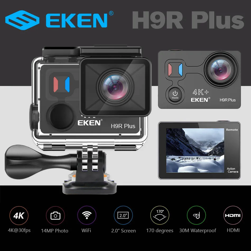 Оригинальная Экшн-камера eken H9R Plus Ambarella chipset Ultra HD 4K+ 30fps Wi-Fi водонепроницаемая Спортивная камера для подводной съемки