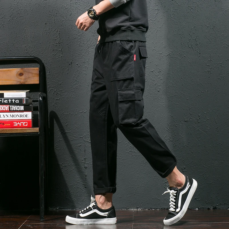 Мужские хлопковые брюки карго с большим карманом мешковатые Харадзюку стиль