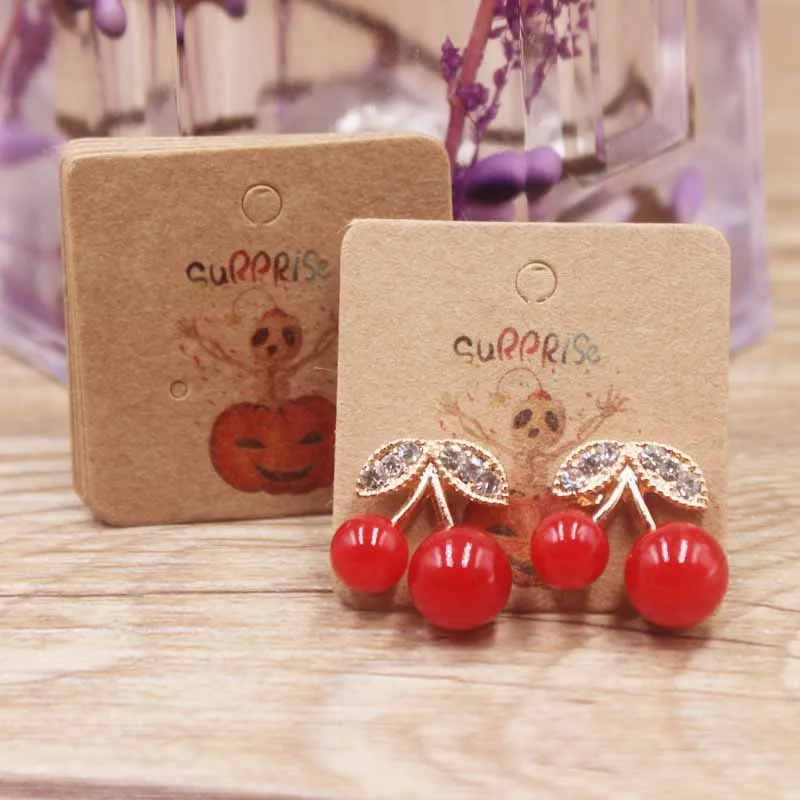 card same as pic 100 шт винтажные крафт-ювелирные изделия, серьги-гвоздики, бумажная посылка, бирка, карта, сделай сам, ручная работа, Dremacatcher/цветок/романтическое сердце, серьги, карты - Цвет: card same as pic