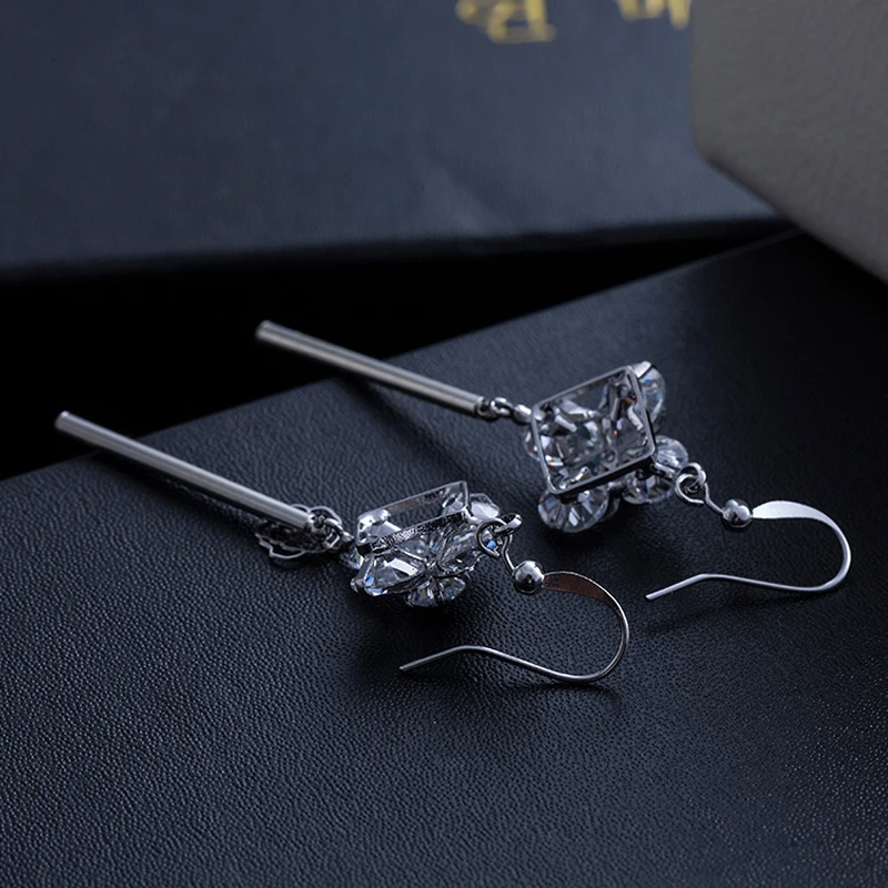 Женские серьги подвески Manxiuni boucle d'oreille femme pendante длинные с кристаллами