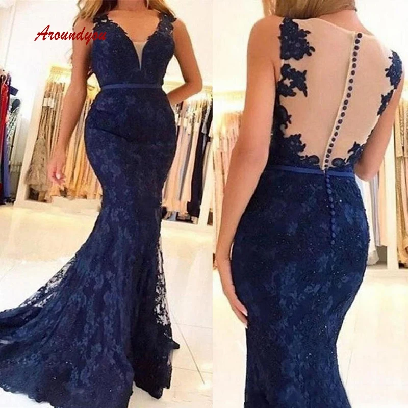 

Sexy Navy Blue Long Evening Dresses Party Mermaid Plus Size Women Ladies Prom Formal Dresses Evening Gown