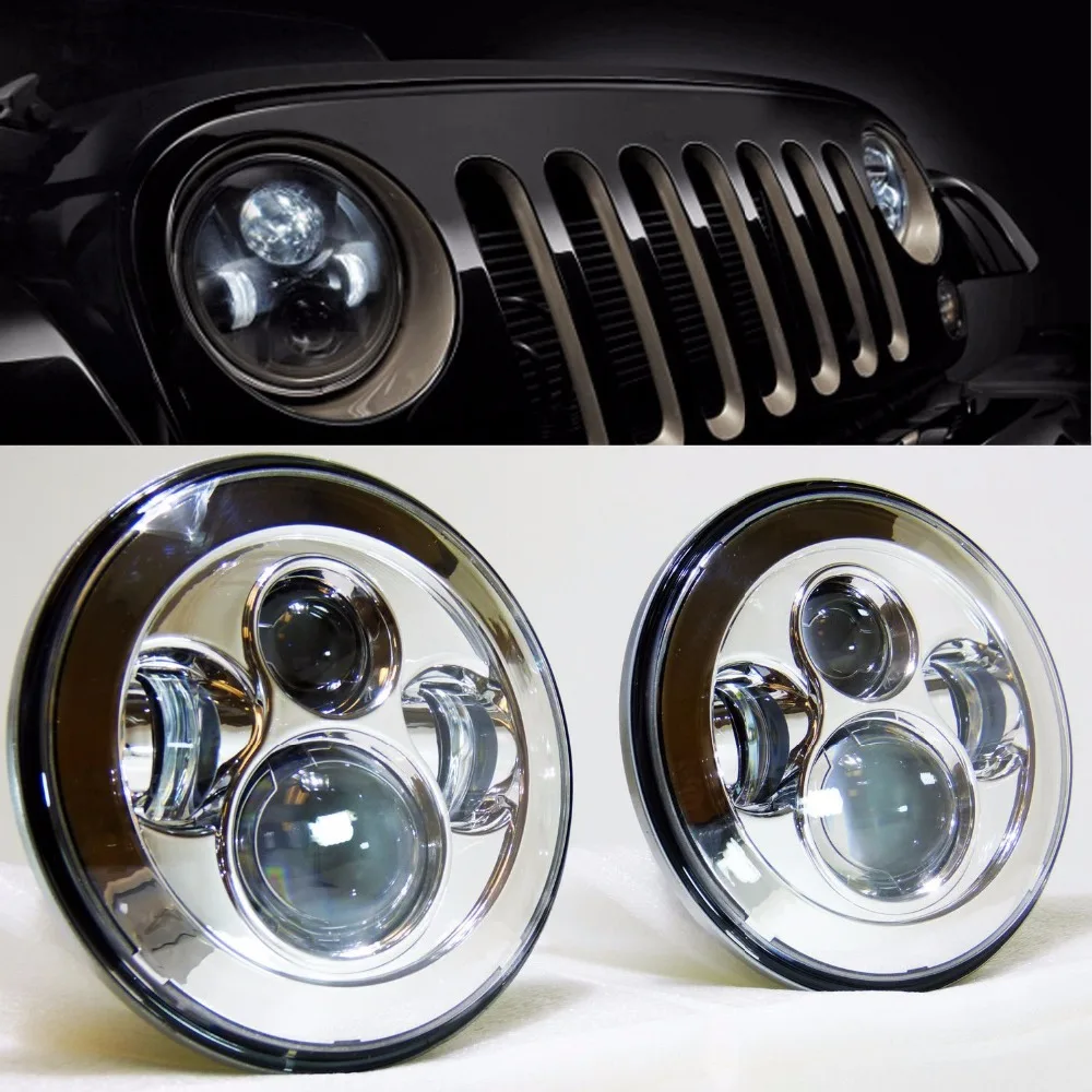 Низкая Цена! 7&quot Светодиодные Круглые Фары ДХО для Jeep Wrangler 07 15 Hummer Toyota Defender Daymaker