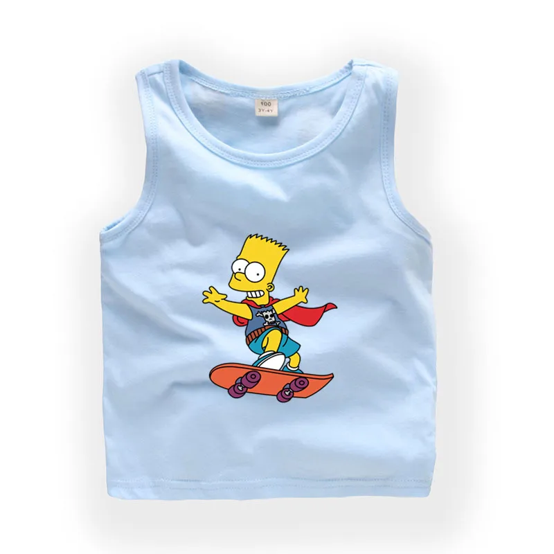 От 2 до 9 лет Детская футболка без рукавов с героями мультфильма Симпсоны милые