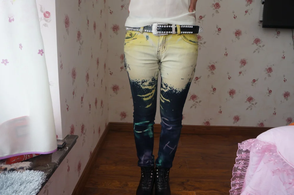 2013 Fashion Korean Pattern Pants Pencil Leggings Yellow Jeans Online Shop For Women|legging lace|legging manufacturerslegging jean |