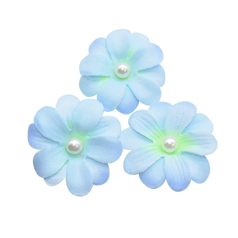 F06 20pcs 4.5cm Silk Petals Artificial Cherry Flower Heads for Wedding Home Decoration Festival Party Fake Pearl Beaded Rose Flowers - Цвет: F06
