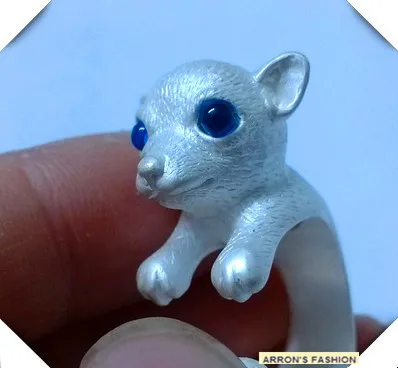 Оптовая продажа новые модные очаровательные собаки чихуахуа кольцо серебро Цвет