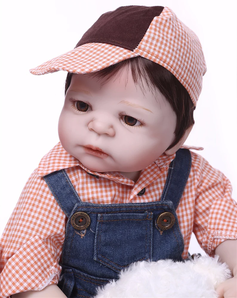 22 &quotкрасивый полный Силиконовый симулятор новорожденного ребенка menino с шапкой