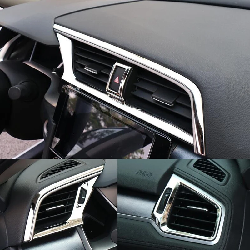 Автомобильный Стайлинг Подходит для Honda 10th Gen Civic sedan- нержавеющая кондиционер вентиляционная Накладка 5 шт