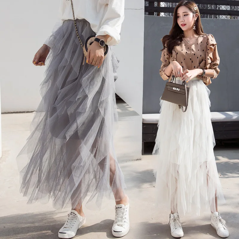 Новое поступление модные тюлевые юбки Женская эластичная сетчатая юбка пачка со