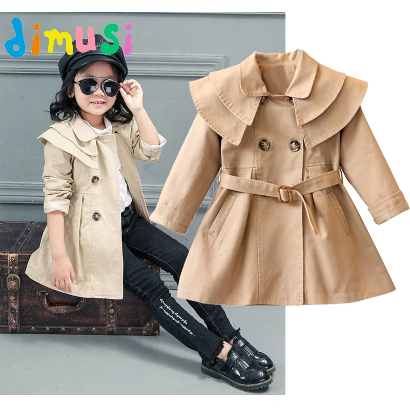 DIMUSI Autumn Girls Jacket Fashion Kids Trench Coats jacket Baby Casual Outwear Windbreaker Jackets Children's Clothing |