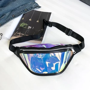 Женская поясная сумка из ПВХ с лазерной голограммой, забавная Светоотражающая сумочка на молнии, шикарный прозрачный чемоданчик для телефона с голографическим рисунком для девушек