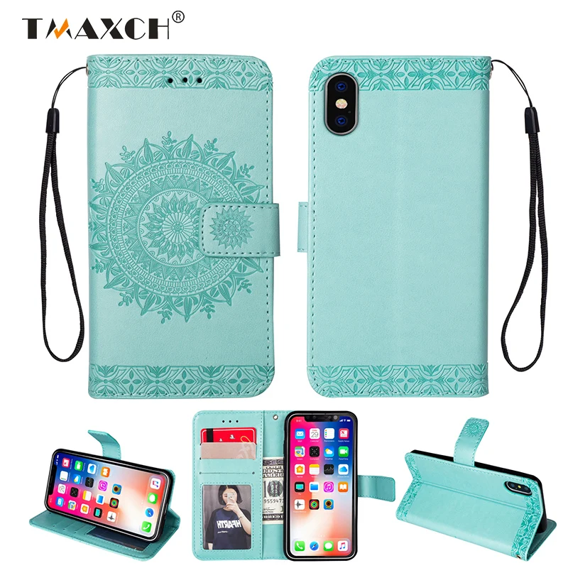Кожаный бумажник чехол для iphone X 6 7 8 плюс цветок магнитных флип Coque Galaxy S9 S8 s7 S6 края