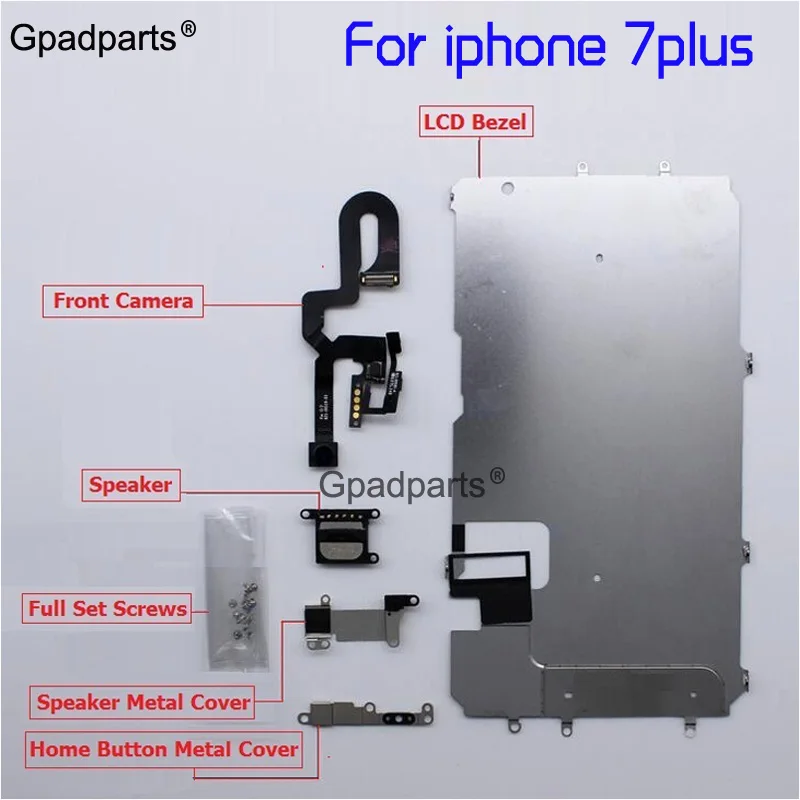 Полный комплект для Iphone 8 7 6 6s plus ЖК-металлический ободок+ оригинальная фронтальная камера+ динамик+ кнопка домой гибкий кабель+ винт+ кронштейн