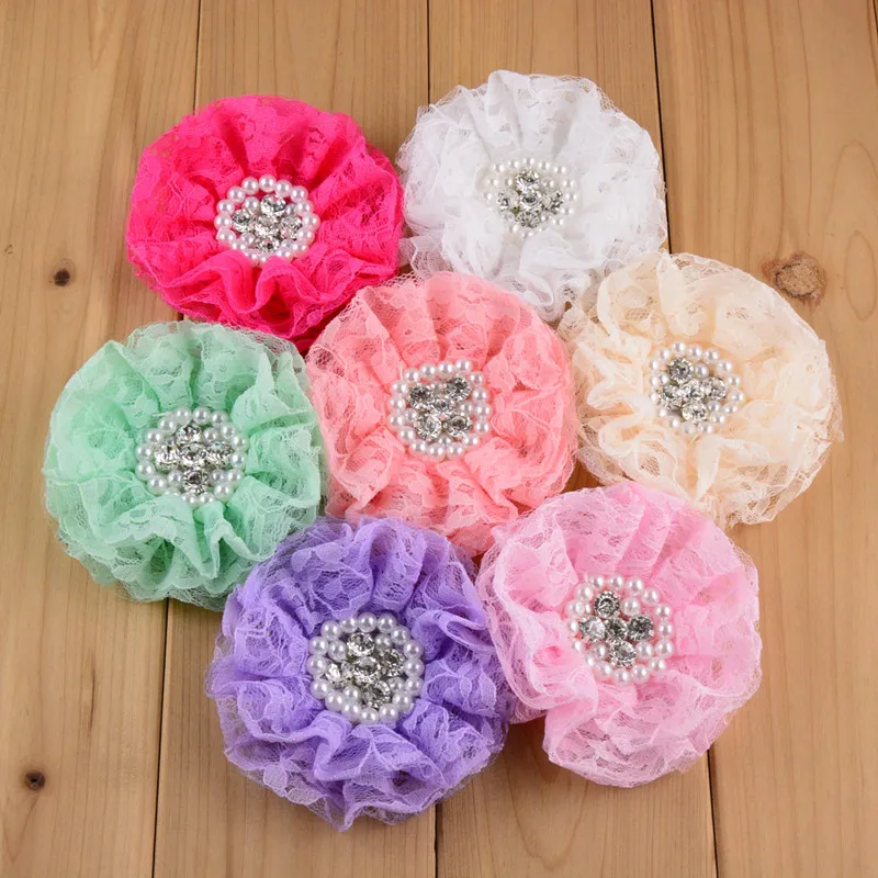 Оптовая продажа 100 шт./лот 9 см жемчужный горный хрусталь кружево гофрированные