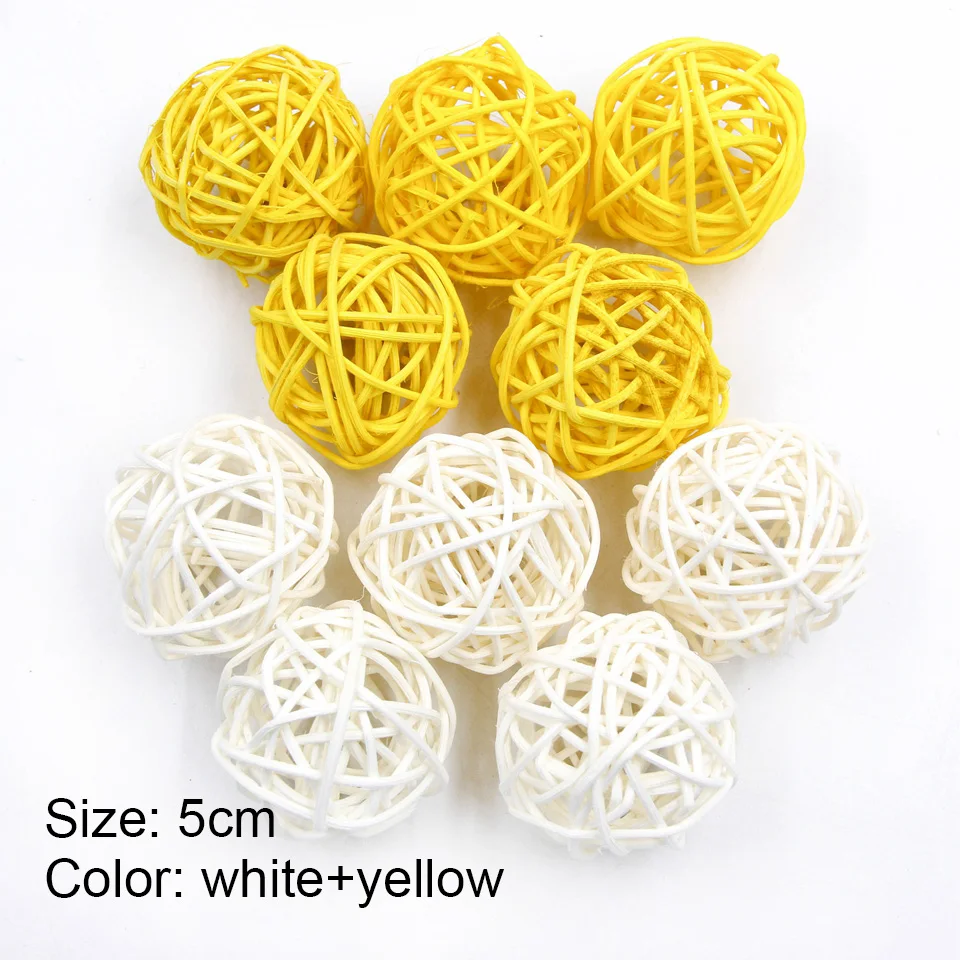 No LED-white yellow 10 20 красочный ротанговый шар DIY Комбинация Светодиодный светильник креативная Свадьба Рождество День Рождения Вечеринка наружные украшения для дома - Цвет: No LED-white yellow