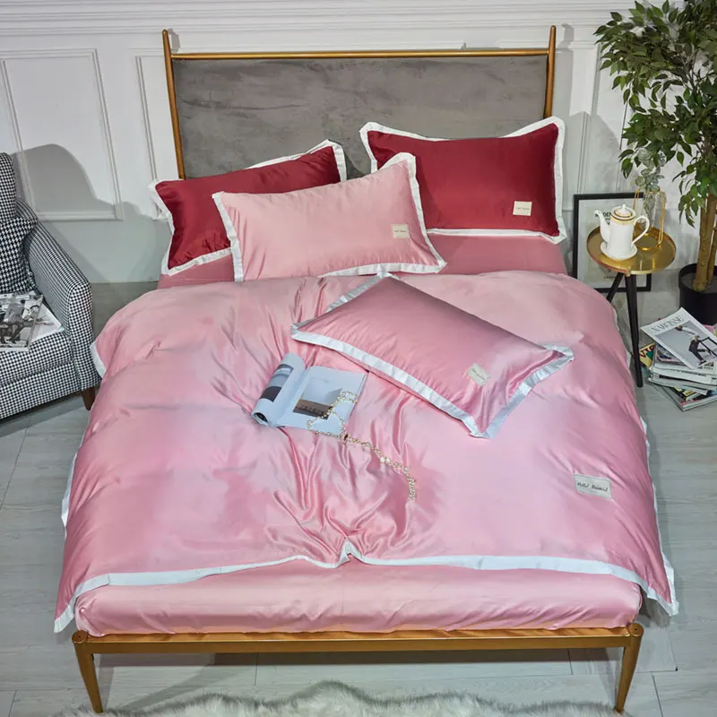 100% Washed Cotton Duvet Cover Set 4 Piece Soft Bedding with Buttons Closure. Solid Color Pattern Queen Size | Дом и сад