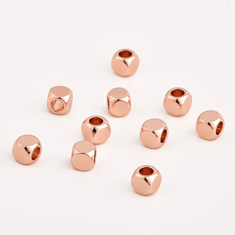 10/шт 5 мм заполненные розовые шампанские Золотые Квадратные бусины DIY ювелирные