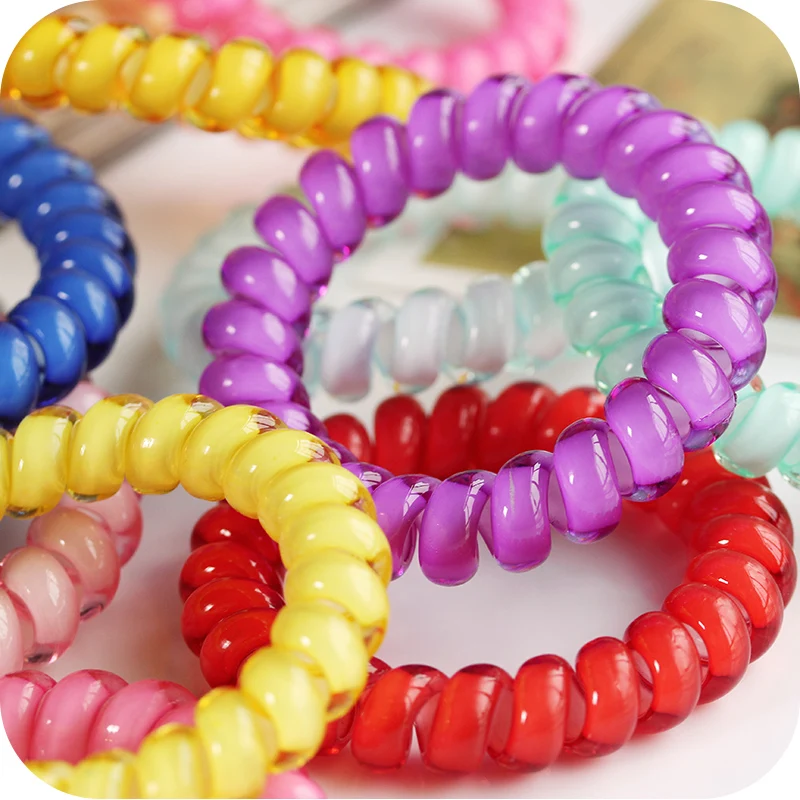 10 шт./лот разноцветная эластичная лента для волос спиральная форма аксессуар