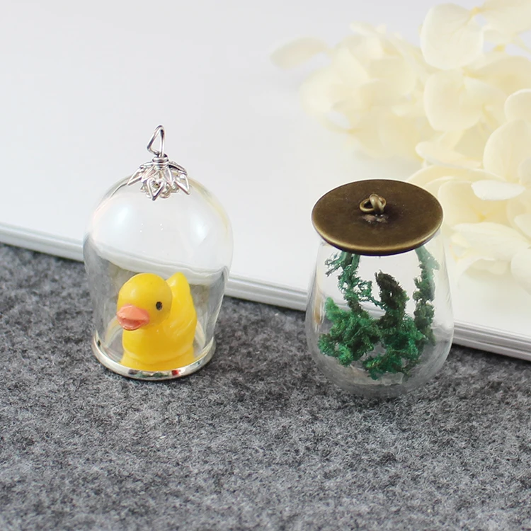 Пустая стеклянная купольная бутылка с основа подвески 2 шт. 29x18 мм стеклянные