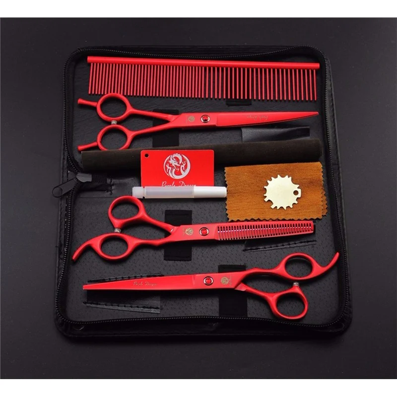 

4pcs/set 7.0 inch Professional Pet Dog Grooming Scissors Straight & Curved & Thinning Shears Sharp Edge Hair Cutting Tool