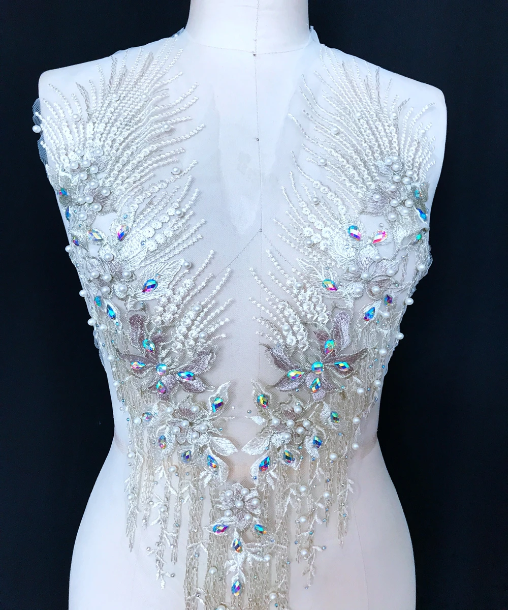 Кружевная аппликация для рукоделия нашивки с кристаллами 60*33 см/62*30 см Аксессуары