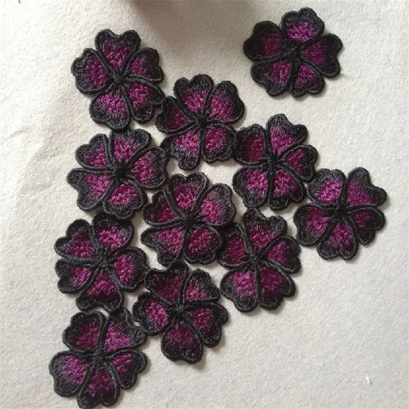 100 шт. черный фиолетовый цветок Цветочная кружевная ткань швейная отделка