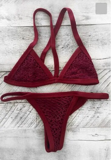 Женский купальник бикини 2017 летний вязаный Maillot De Bain Femme Tail Haute Сексуальный