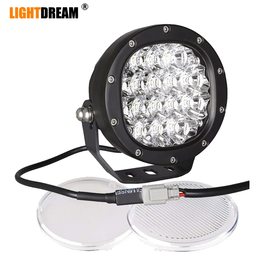 Круглые светодиодные фары дальнего света суперъяркие для переднего бампера 80 Вт