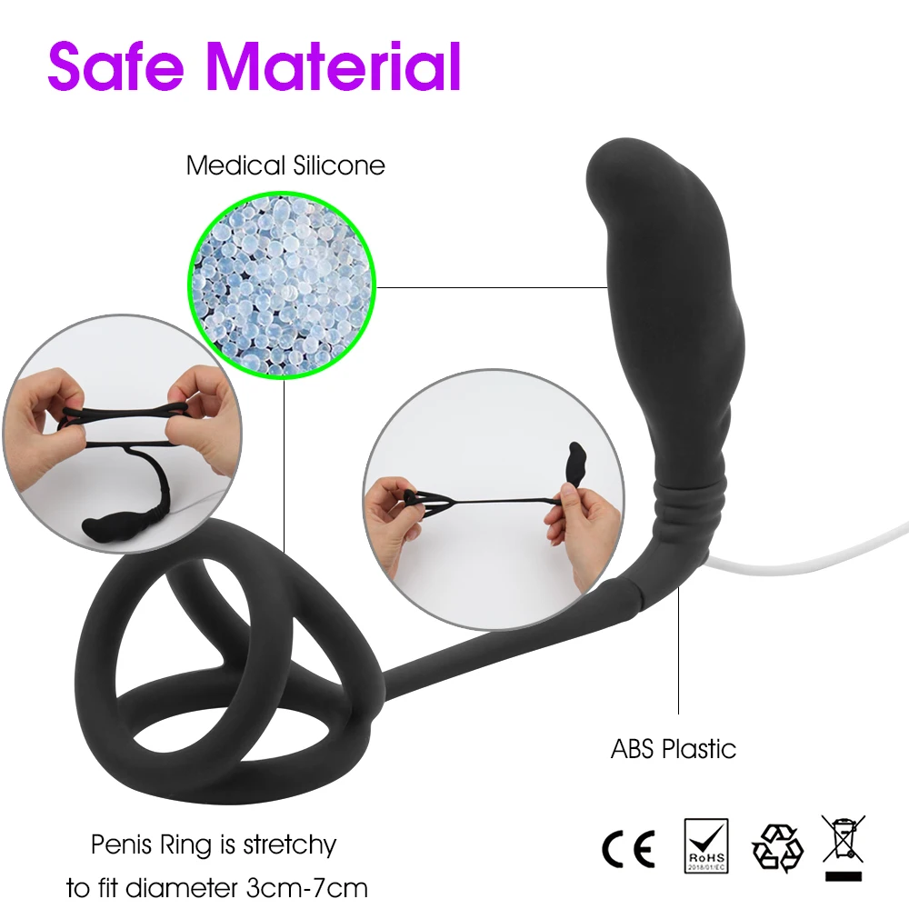 Секс шоп мужской силиконовый вибратор для простаты 7 Режимов нагрева Анальная