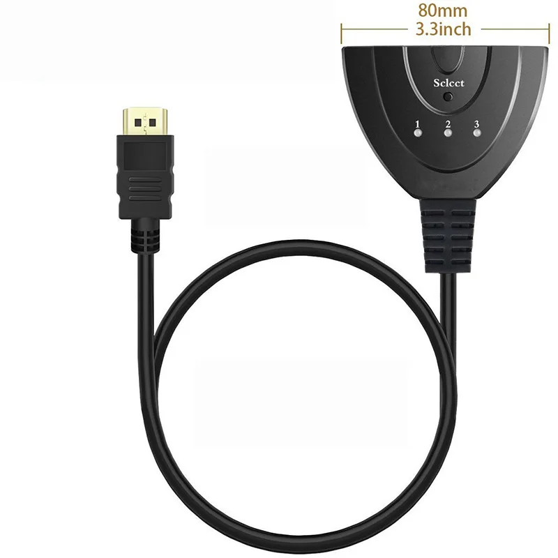 3-портовый мини HDMI-совместимый сплиттер для XBOX 360 PS3/4 HDTV 3D плеер компьютер HD 1080P 3 в 1