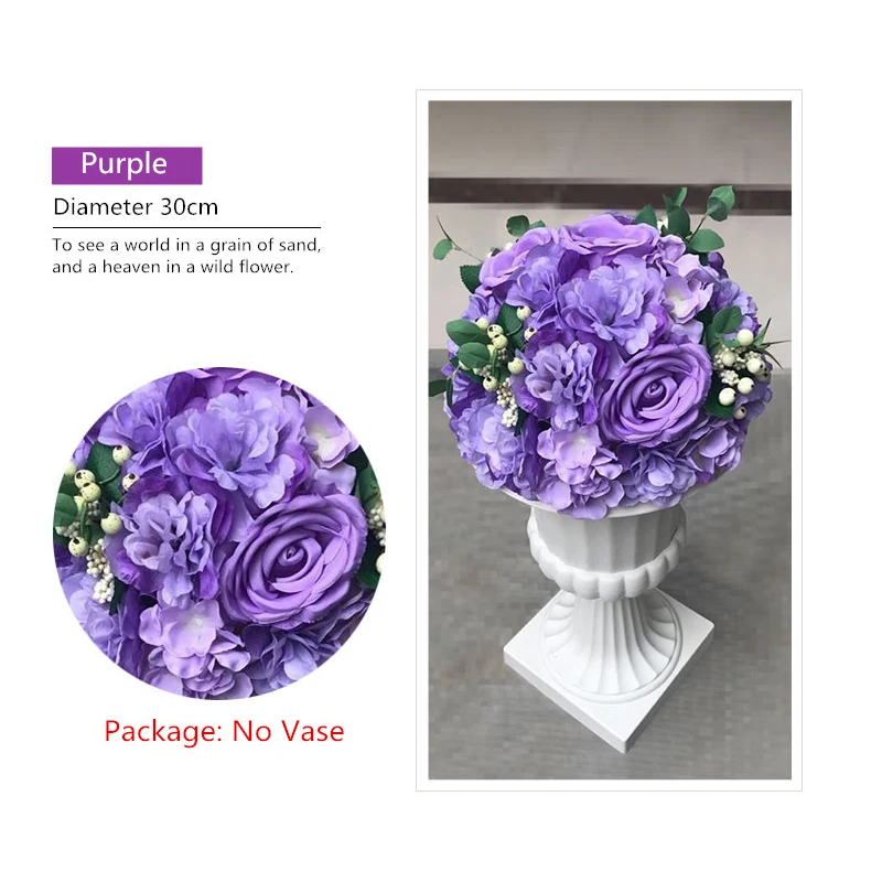 Purple 10 шт. 30 см новые искусственные римские колонны цветок шар Шелковый цветок для свадебного украшения Дорога свинец дома вечерние Фотографии Декор - Цвет: Purple