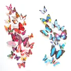 12 шт.компл. DIY 3D бабочки настенные наклейки, домашний декор для гостиной, спальни, кухни, туалета и праздничного свадебного украшения