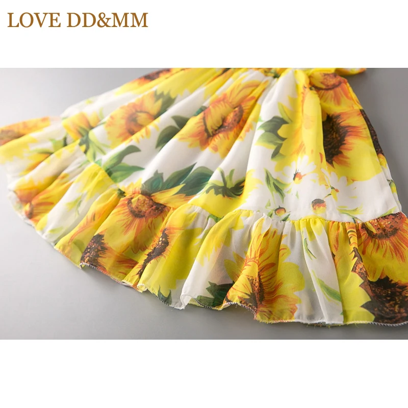 LOVE DD&ampMM Girls Clothing Dresses 2022 Summer New Girl Fashion Sweet Cute Sunflower Pattern Dress | Детская одежда и обувь
