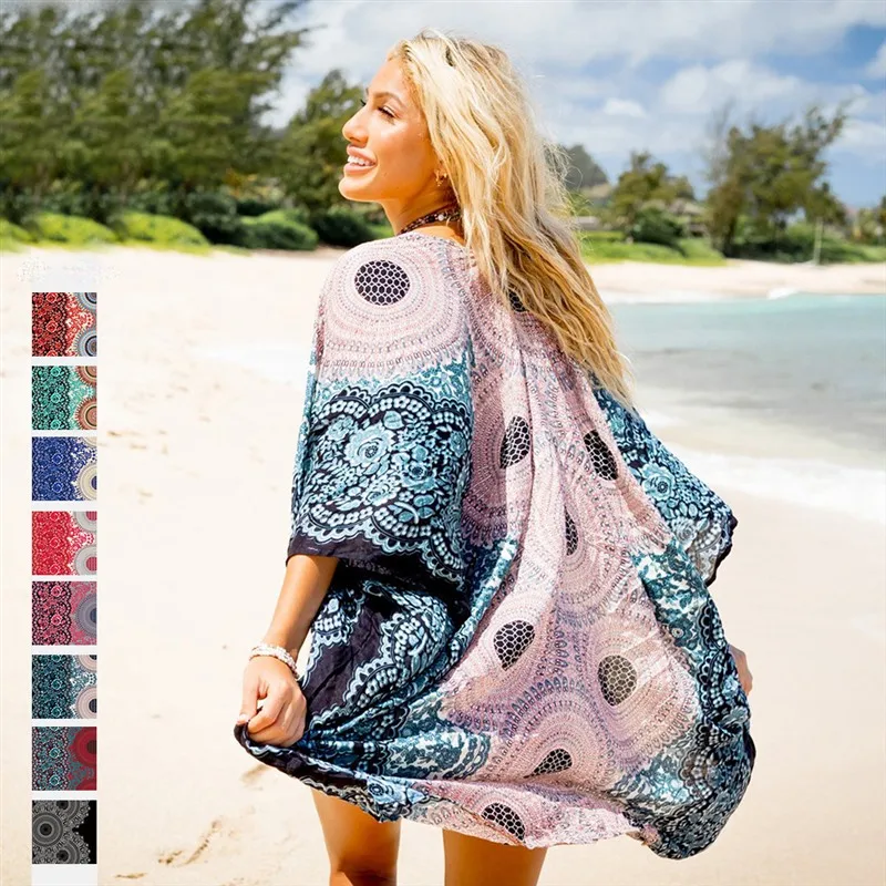 

Raisevern African Style Women Long Shirts Casual Ladies Short Sleeve Floral Shirts Women Tops Beach Cover Up Blouse Dropship