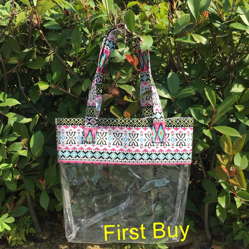 50 шт./партия оптовая продажа самый популярный из ПВХ прозрачная сумка для отдыха