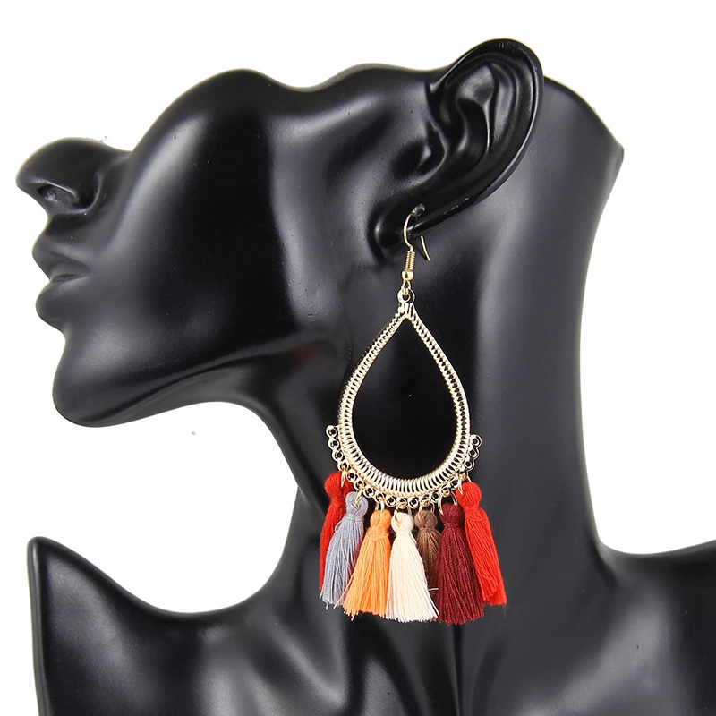Популярные очаровательные Винтажные серьги богемные длинные с бахромой ручная