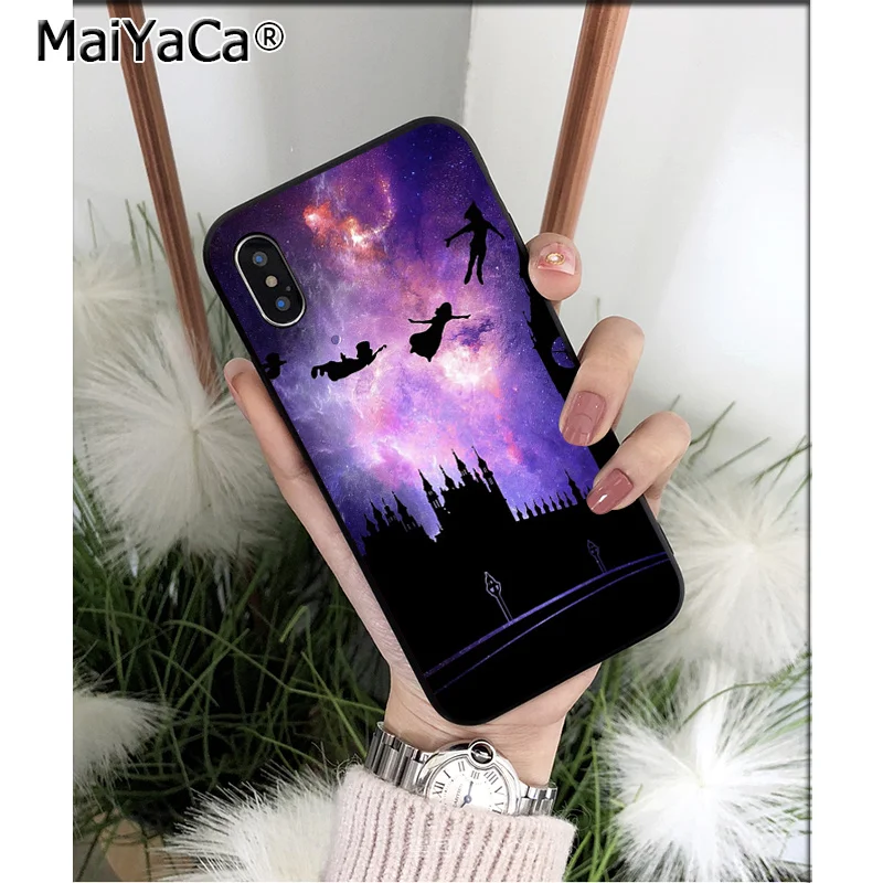 Мягкий силиконовый чехол для телефона MaiYaCa Peter Pan Wendy Tinkerbell из ТПУ черного цвета