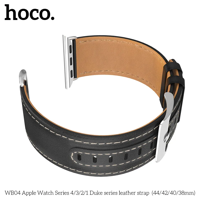 HOCO сменный ремешок из натуральной кожи для Apple Watch Series 4 Series 3 2 1 совместим с Apple Watch Band 44 мм - Цвет ремешка: Черный